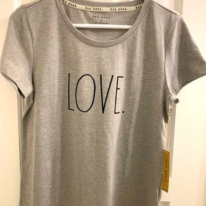 Rae Dunn “LOVE” T shirt. SZ W Med (8-10).